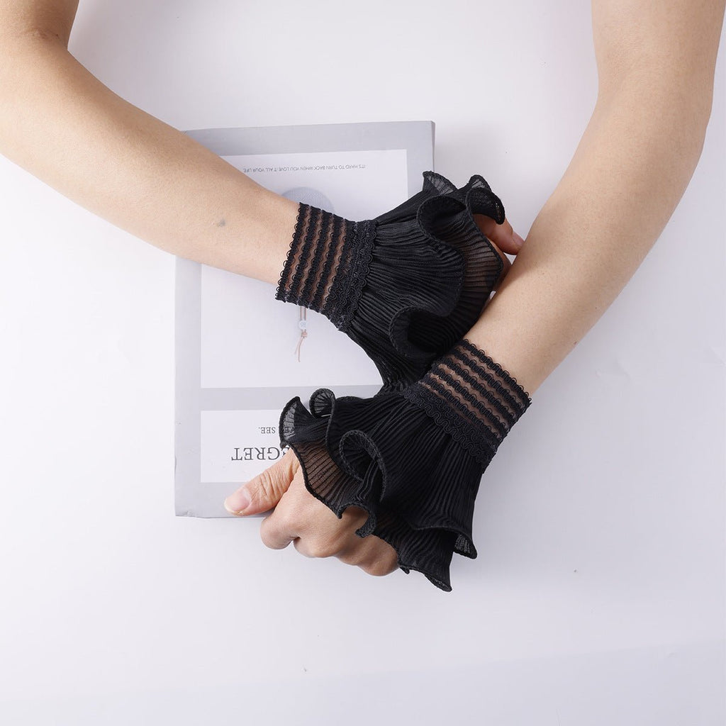 Pearl Embellished Double Ruffle Cuff Sleeves (MAC420) La Vie Bien Pearl Embellished Double Ruffle Cuff Sleeves (MAC420)