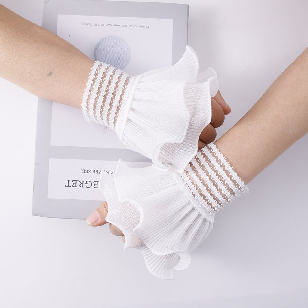 Pearl Embellished Double Ruffle Cuff Sleeves (MAC420) La Vie Bien Pearl Embellished Double Ruffle Cuff Sleeves (MAC420)