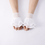Pearl Embellished Double Ruffle Cuff Sleeves (MAC420)