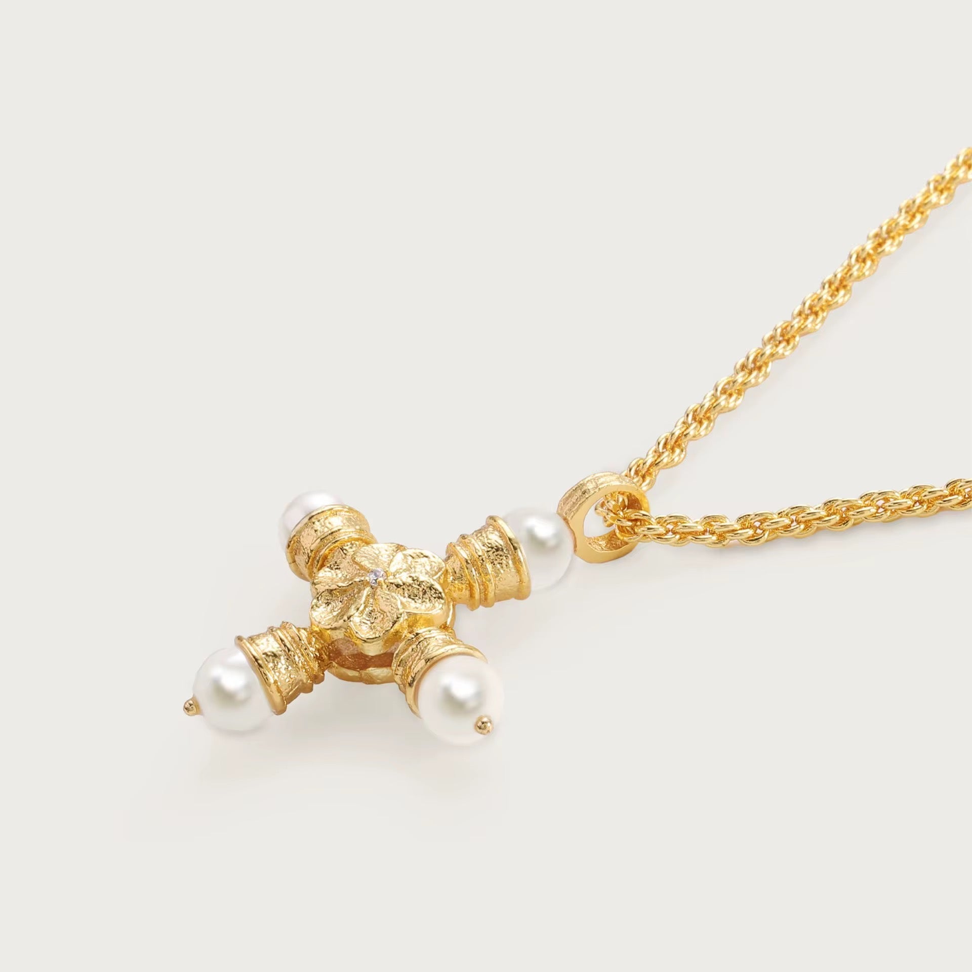 Pearl & Eternity cross Necklace Necklace La Vie Bien Pearl & Eternity cross Necklace