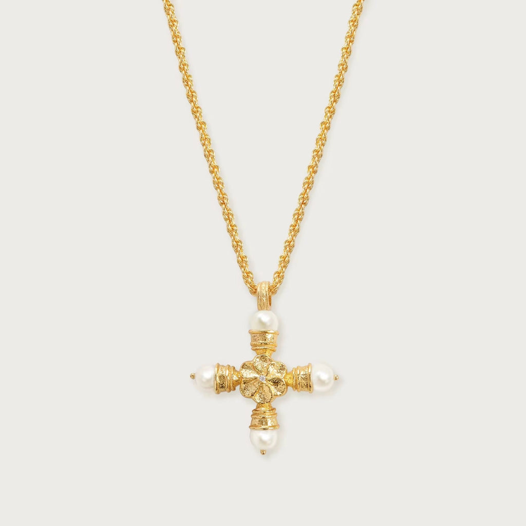 Pearl & Eternity cross Necklace Necklace La Vie Bien Pearl & Eternity cross Necklace
