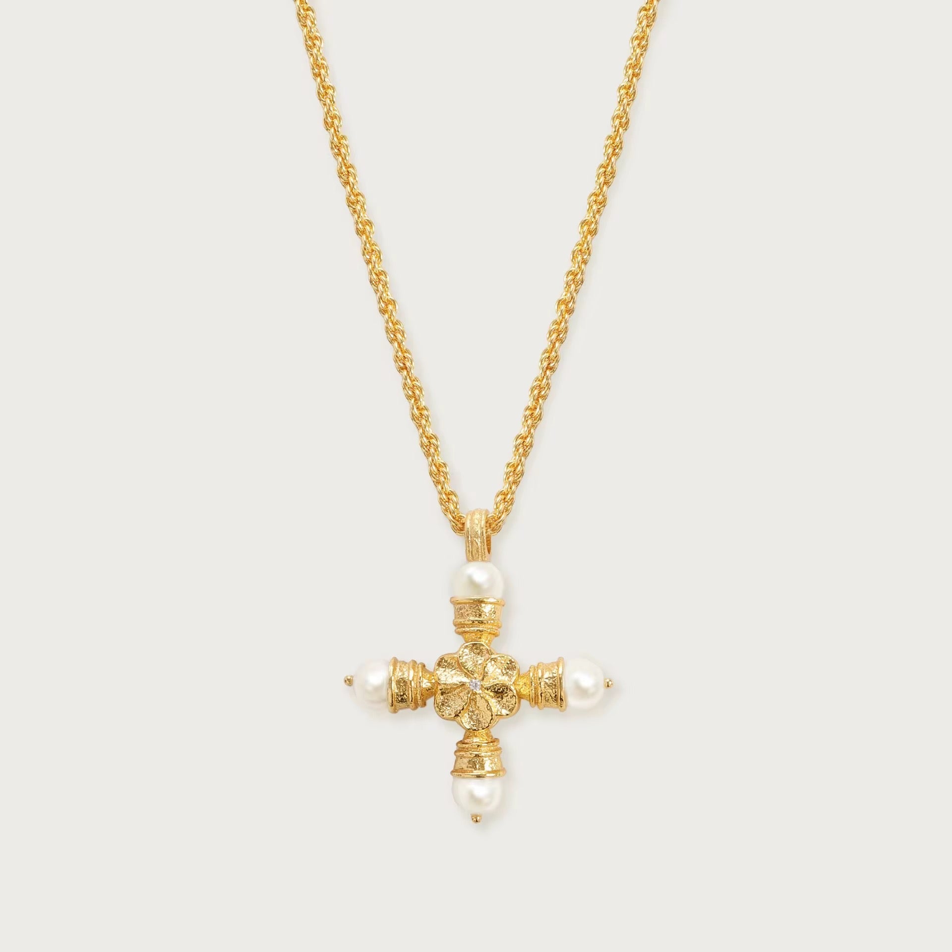 Pearl & Eternity cross Necklace Necklace La Vie Bien Pearl & Eternity cross Necklace