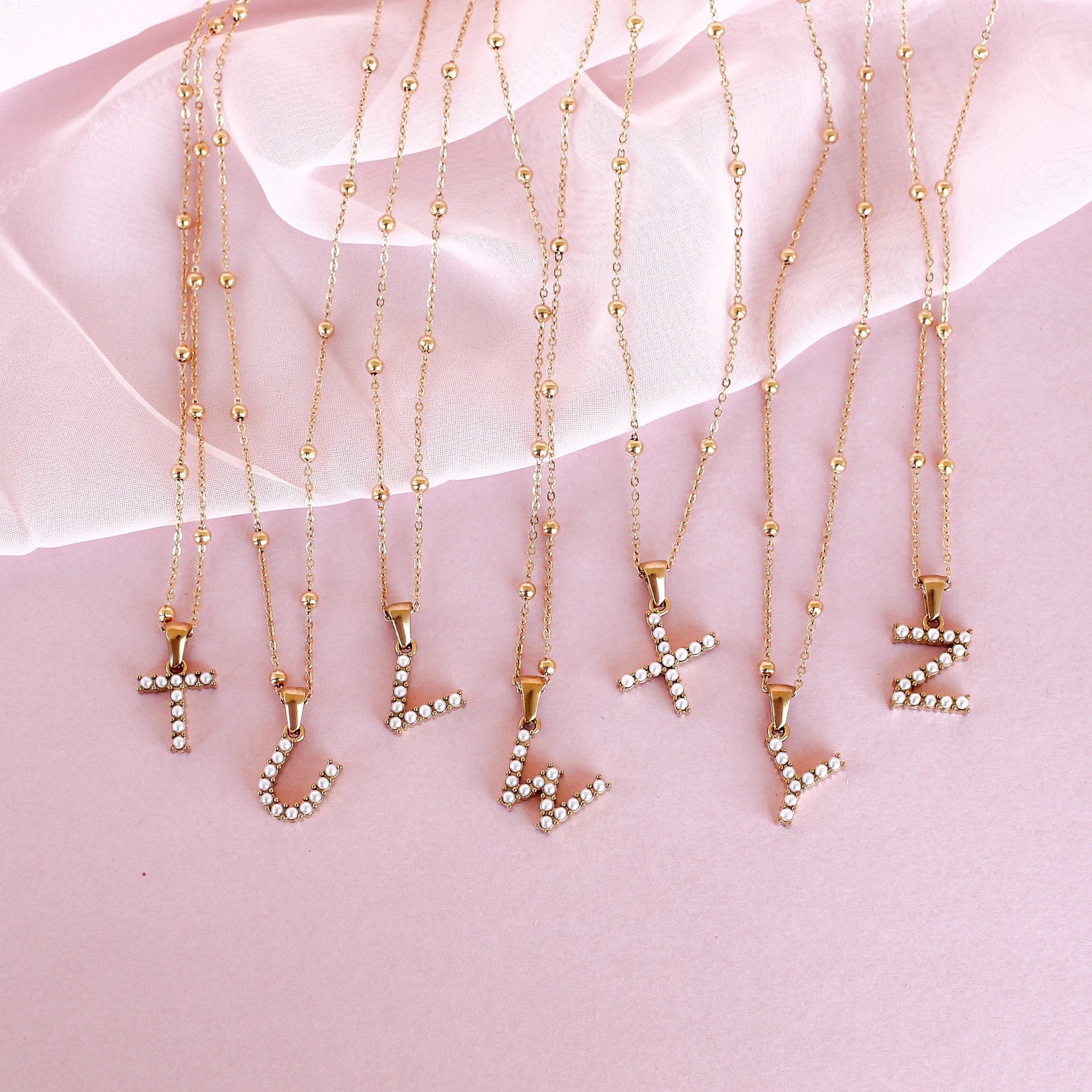 Pearl Initial Necklace by Rose & Clay