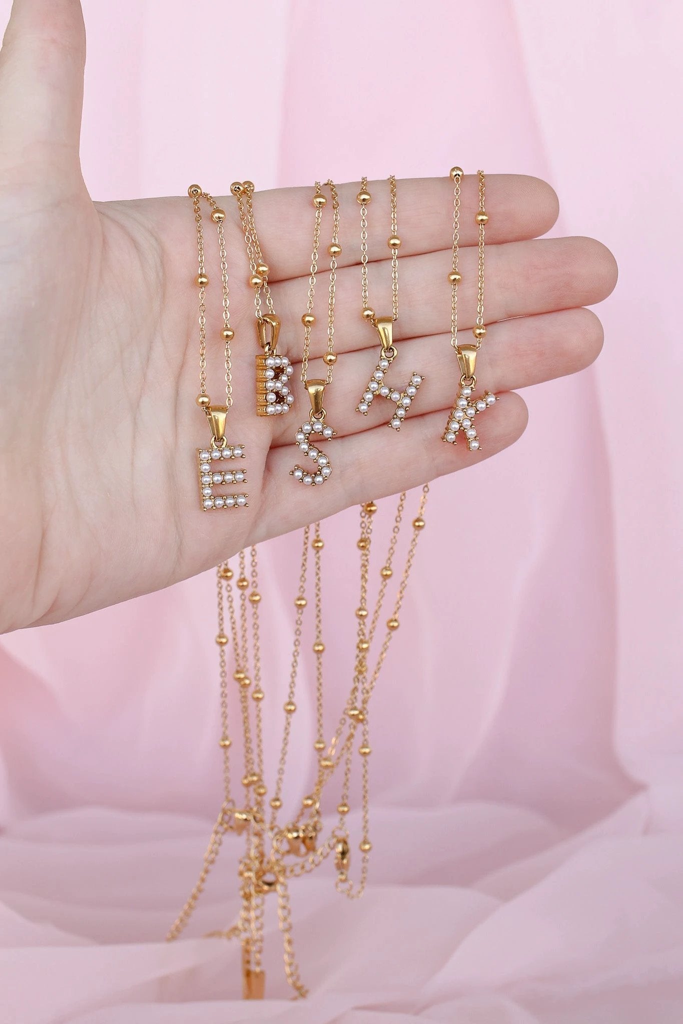 Pearl Initial Necklace by Rose & Clay