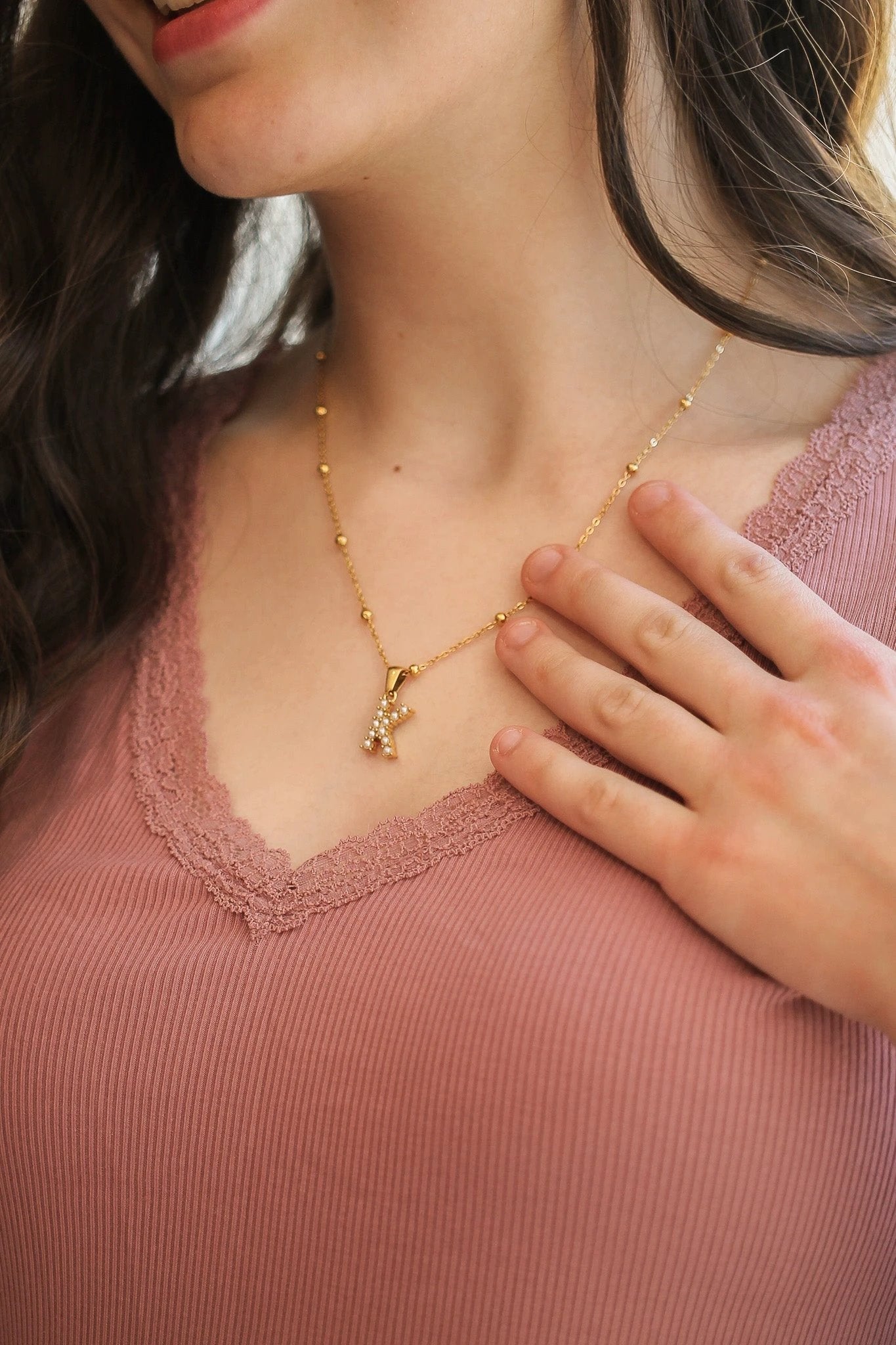 Pearl Initial Necklace by Rose & Clay
