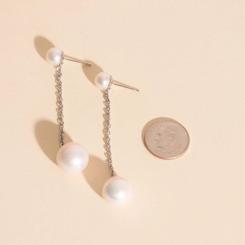 Pearl Line Stud Earrings by Oh Clementine