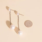 Pearl Line Stud Earrings by Oh Clementine