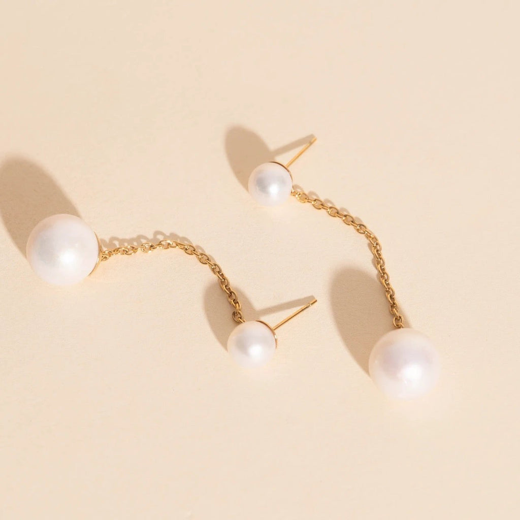 Pearl Line Stud Earrings by Oh Clementine