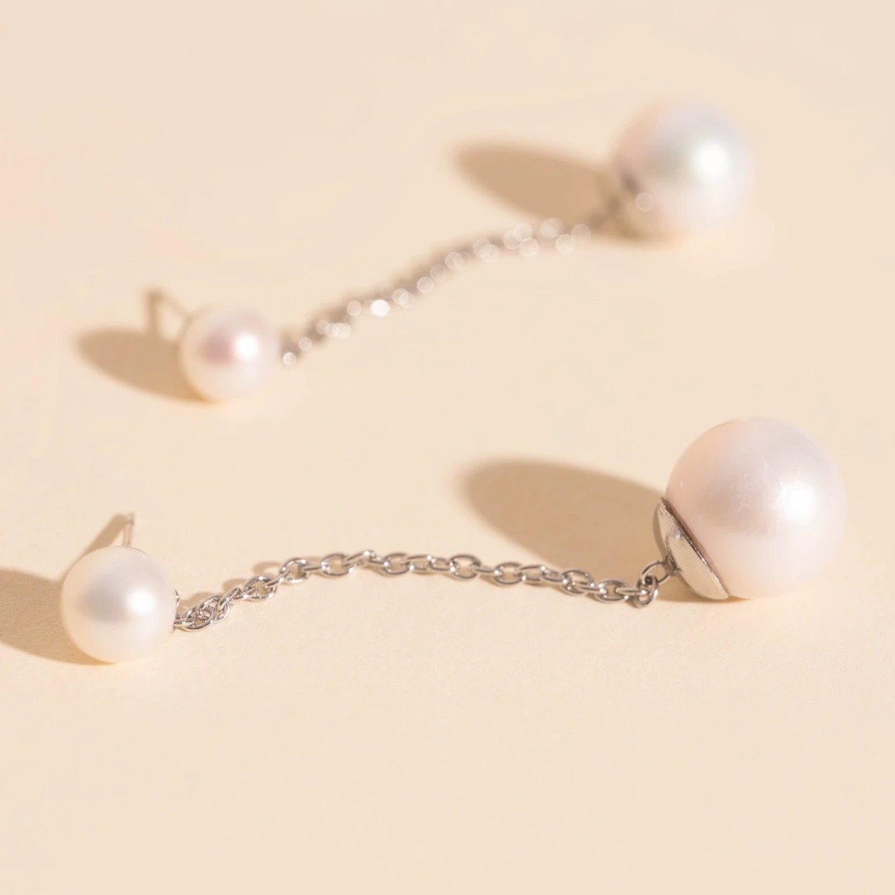 Pearl Line Stud Earrings by Oh Clementine