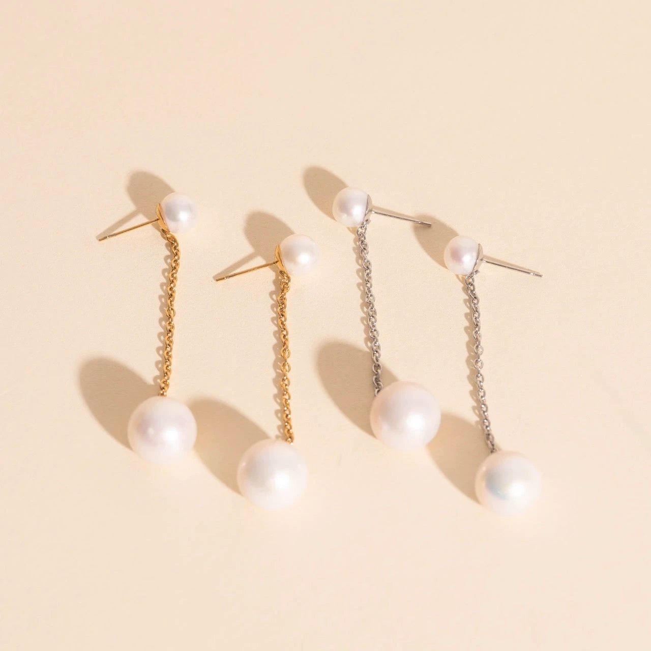 Pearl Line Stud Earrings by Oh Clementine