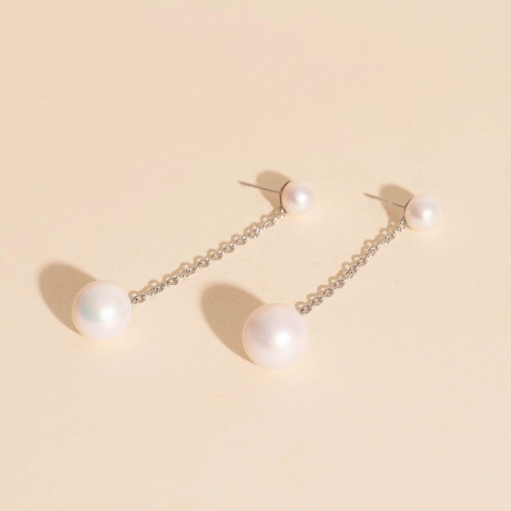 Pearl Line Stud Earrings by Oh Clementine