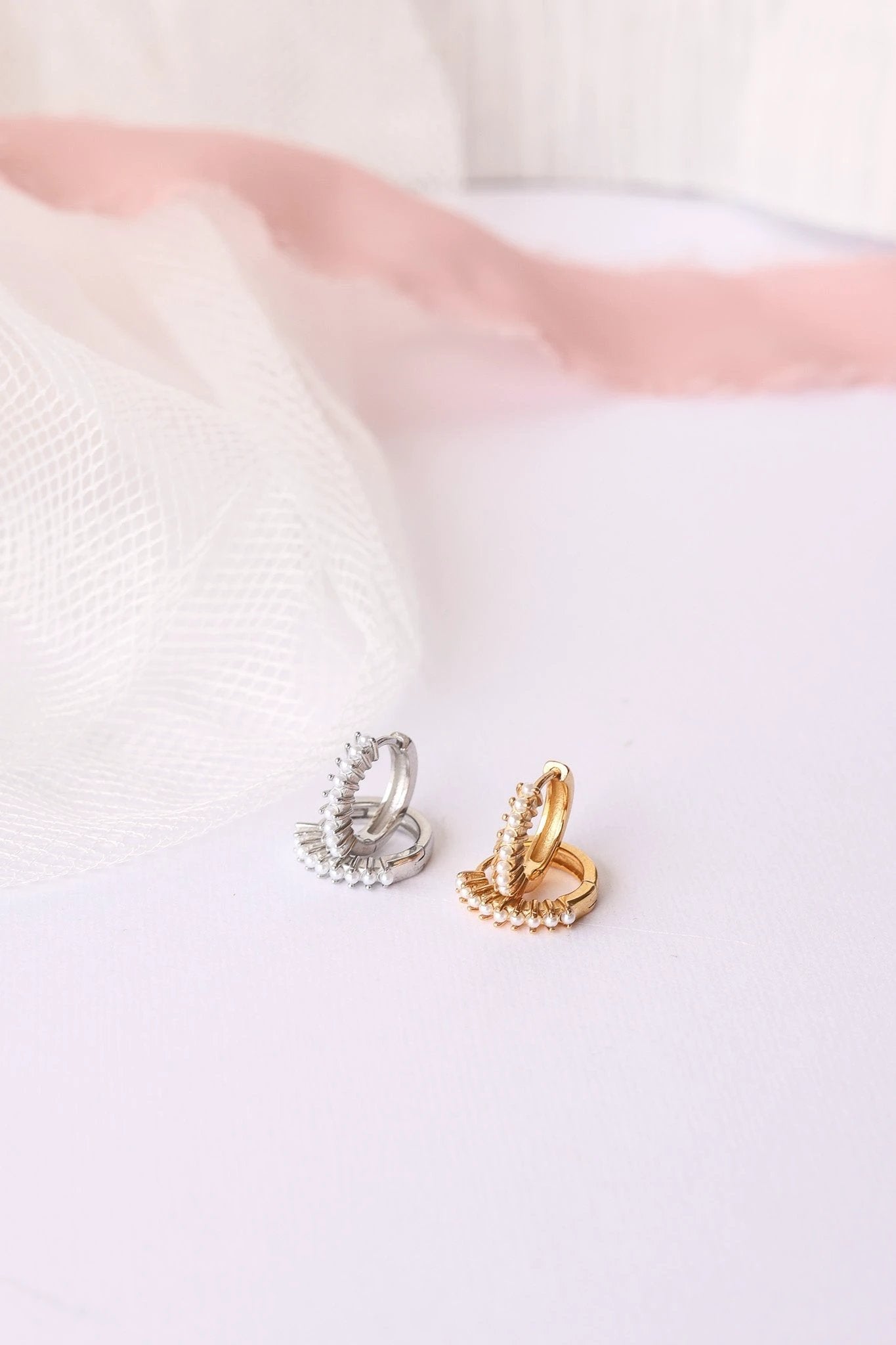 Pearl Mini Hoop by Rose & Clay