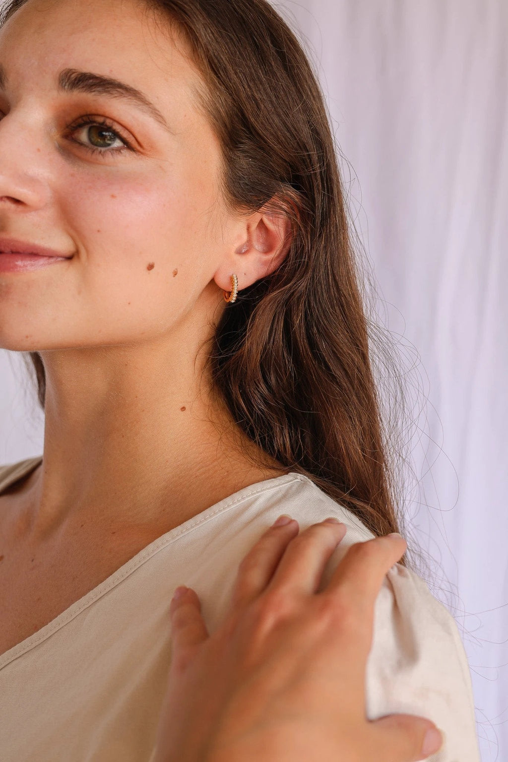 Pearl Mini Hoop by Rose & Clay