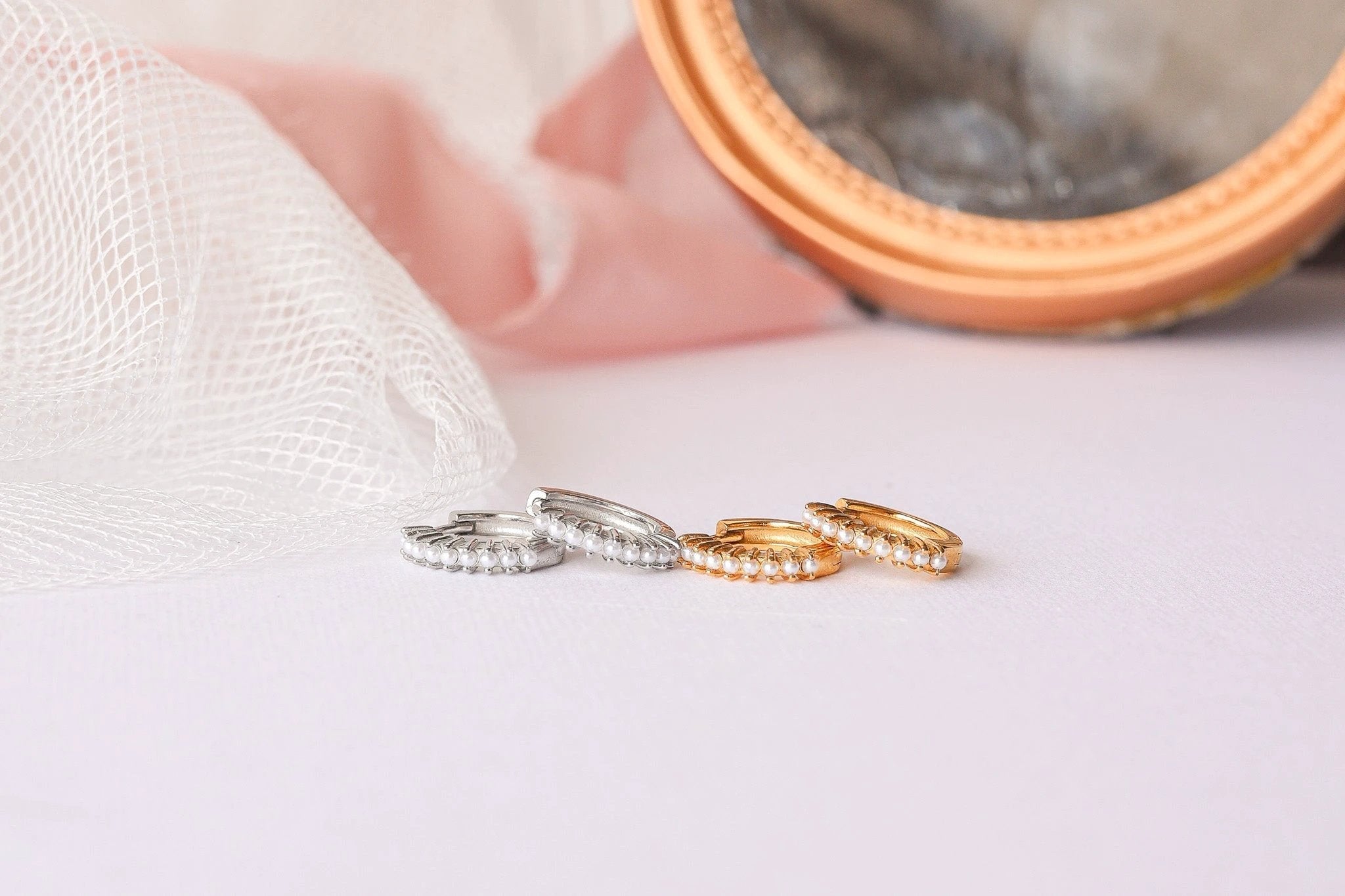 Pearl Mini Hoop by Rose & Clay