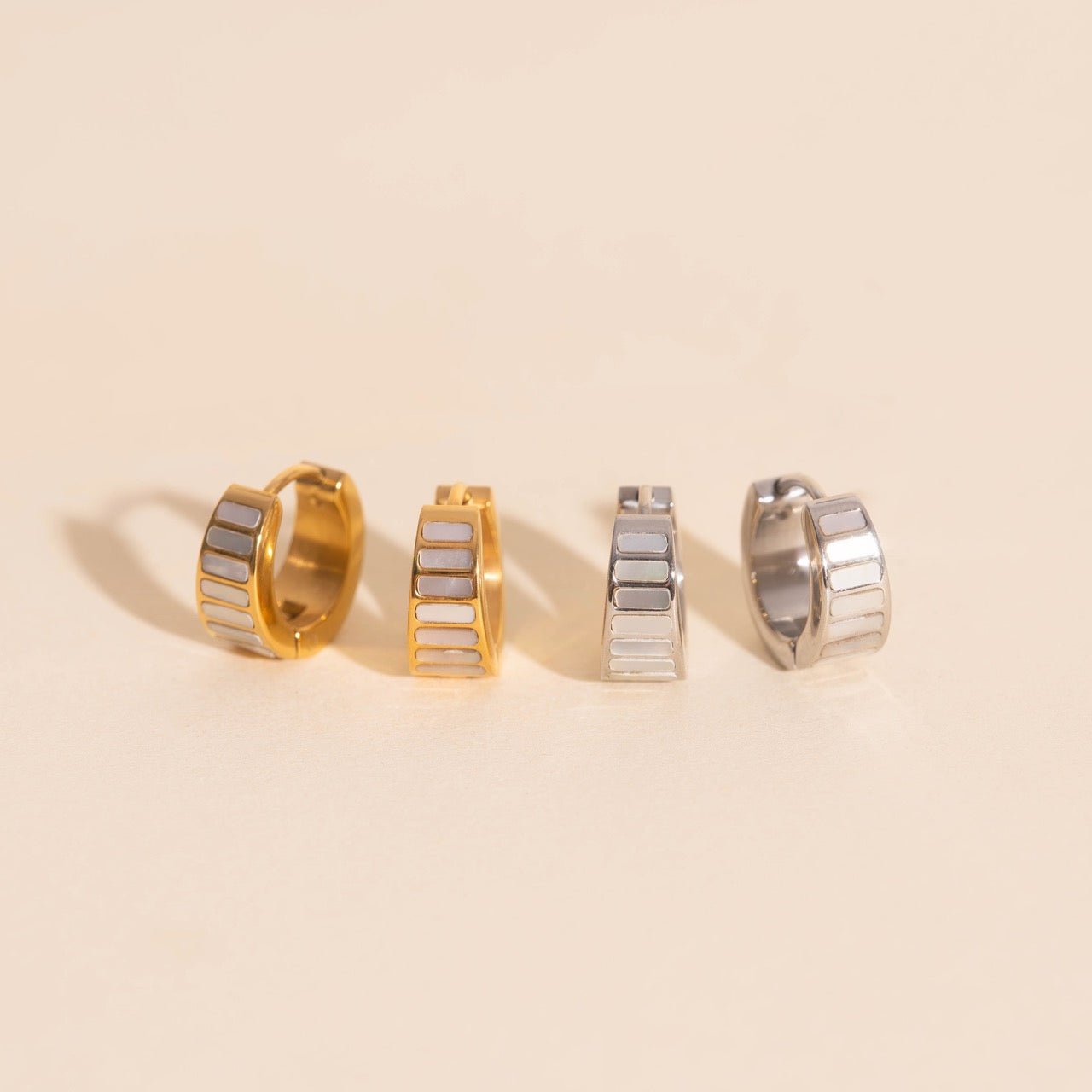 Pearl Shell Teardrop Super Chunky Huggie Hoop Earrings by Oh Clementine