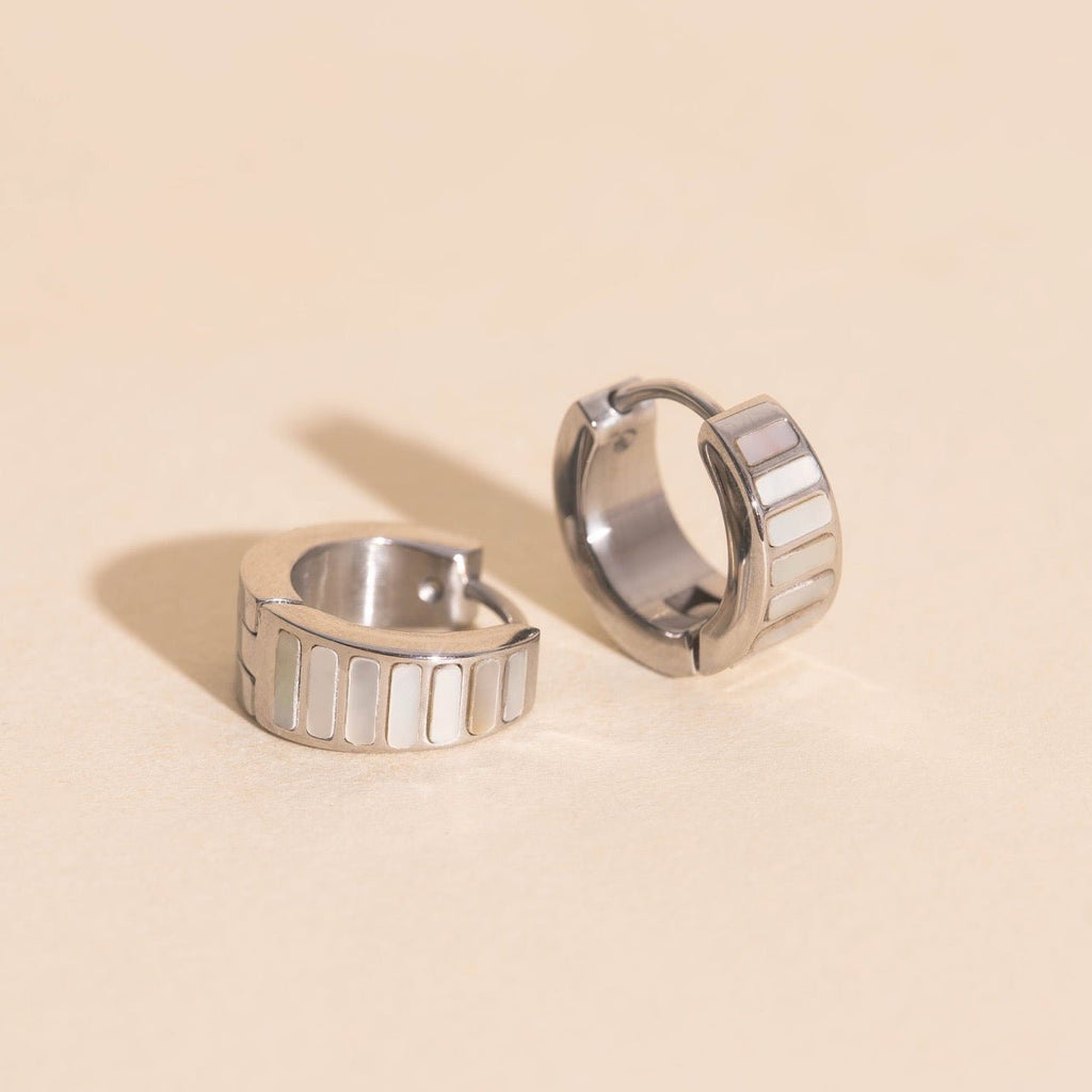 Pearl Shell Teardrop Super Chunky Huggie Hoop Earrings by Oh Clementine