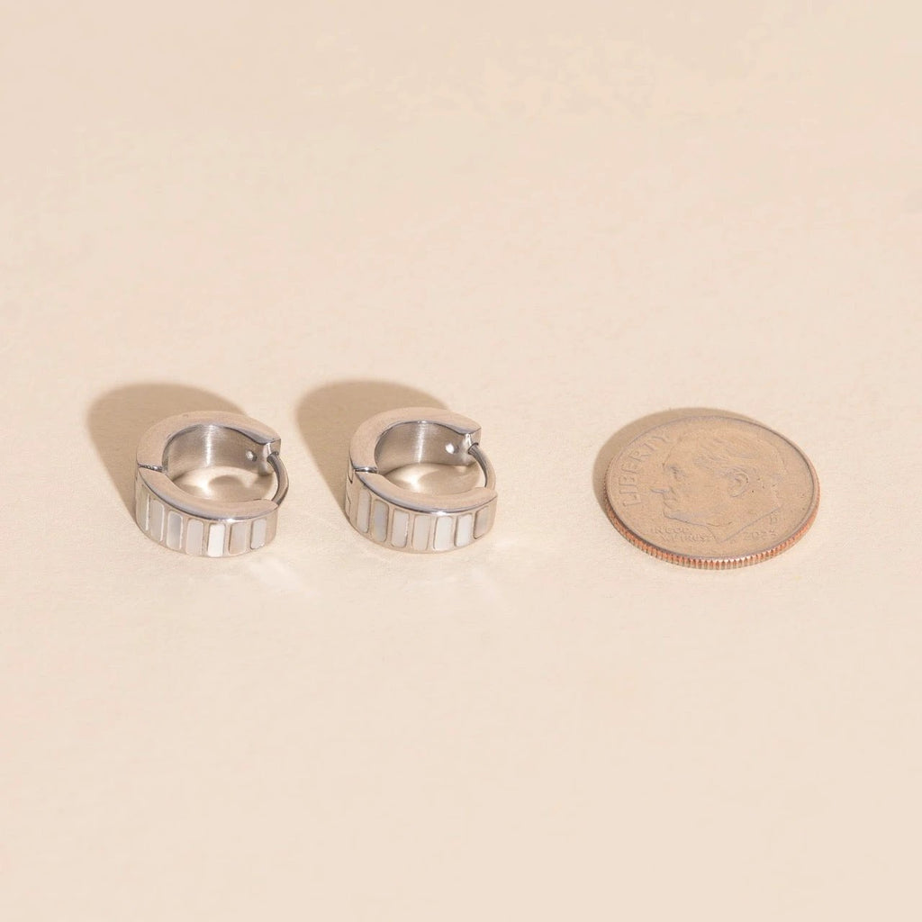 Pearl Shell Teardrop Super Chunky Huggie Hoop Earrings by Oh Clementine