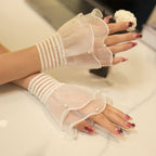 Pearl Trim Organza Ruffle Cuff Sleeves (MAC424) La Vie Bien Pearl Trim Organza Ruffle Cuff Sleeves (MAC424)