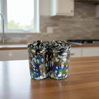Pearlescent Swirl Hand-Blown Glass | Mexican Mocha Mix Tumbler Mexican Drinking Glass La Vie Bien Pearlescent Swirl Hand-Blown Glass | Mexican Mocha Mix Tumbler