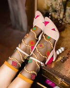Pearls & Jewels Black Sheer Ankle Sock by Sock Candy