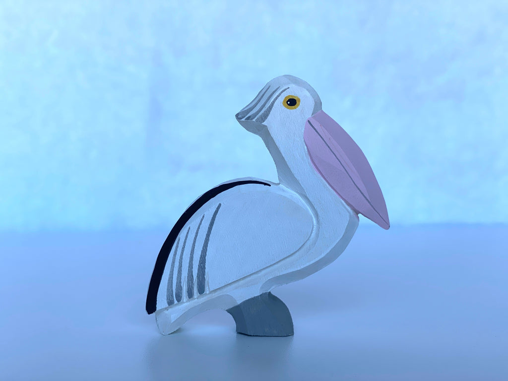 Hand Carved Wooden Pelican Toy set of 3