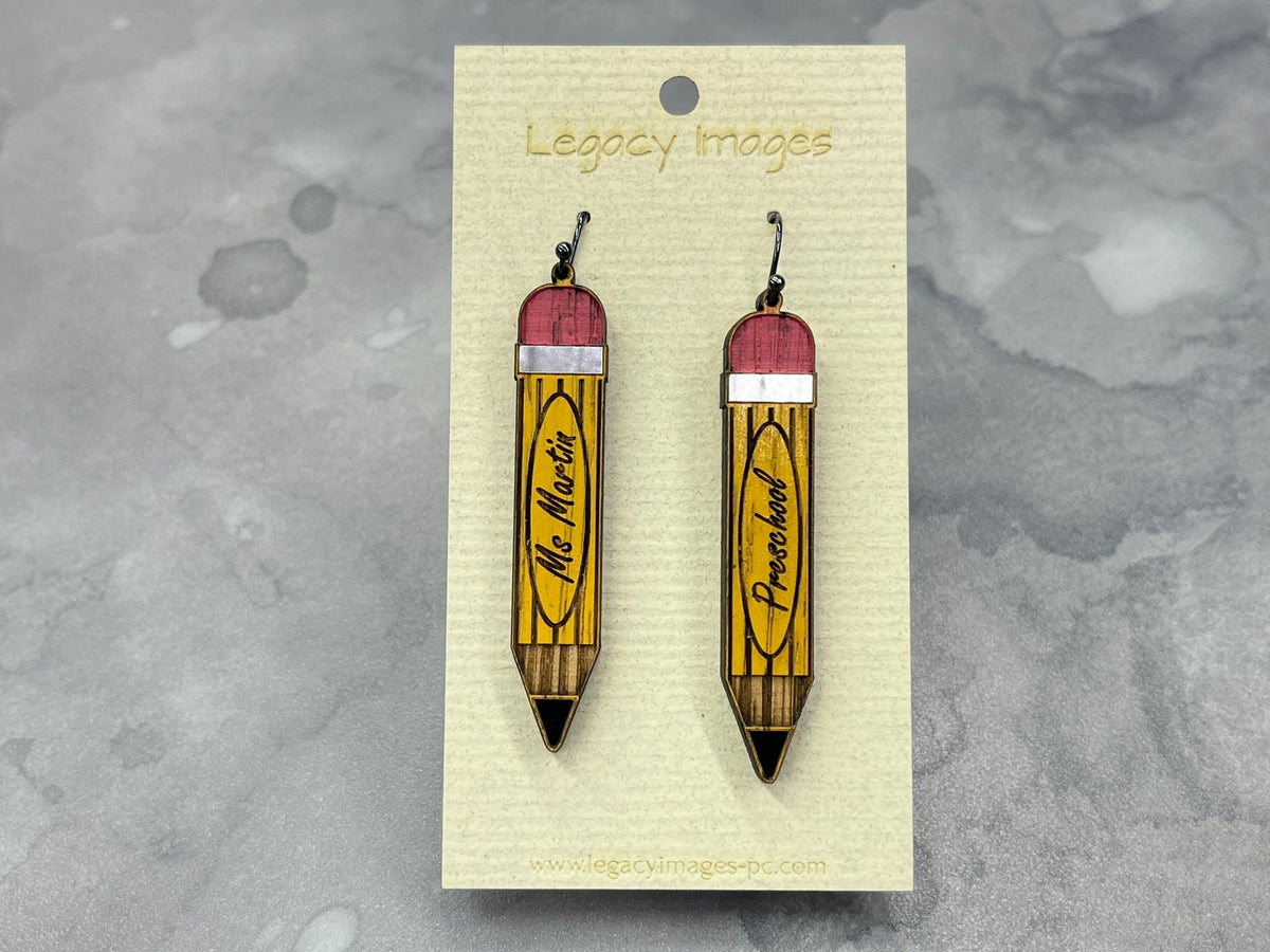 Pencil Earrings - Wood Dangle Earrings