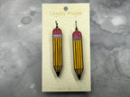 Pencil Earrings - Wood Dangle Earrings