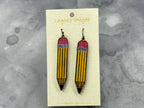 Pencil Earrings - Wood Dangle Earrings