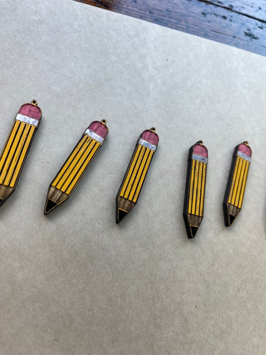 Pencil Earrings - Wood Dangle Earrings