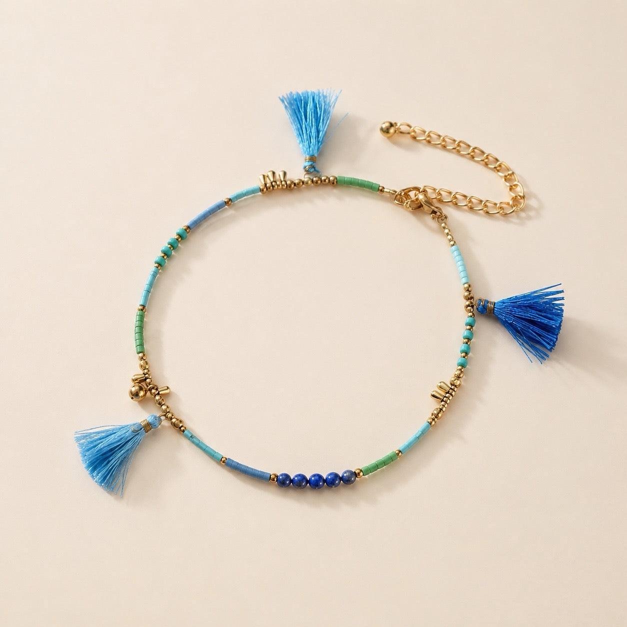 Penelope Bead & Tassel Anklet - Thailand Anklets La Vie Bien Penelope Bead & Tassel Anklet - Thailand