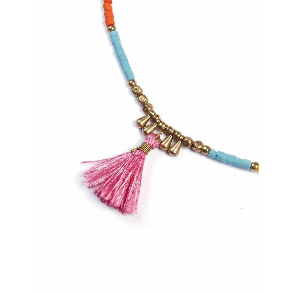 Penelope Bead & Tassel Anklet - Thailand Jewelry La Vie Bien Penelope Bead & Tassel Anklet - Thailand