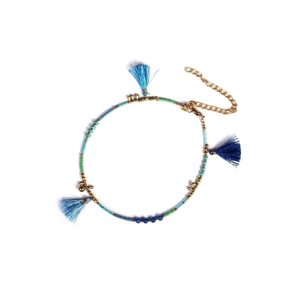 Penelope Bead & Tassel Anklet - Thailand Jewelry La Vie Bien Penelope Bead & Tassel Anklet - Thailand
