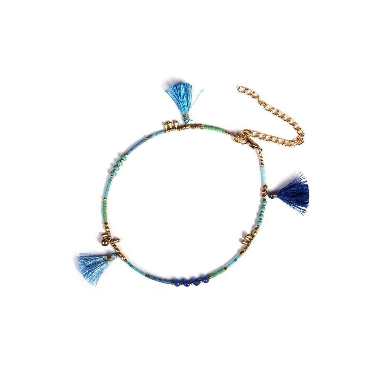 Penelope Bead & Tassel Anklet - Thailand Jewelry La Vie Bien Penelope Bead & Tassel Anklet - Thailand