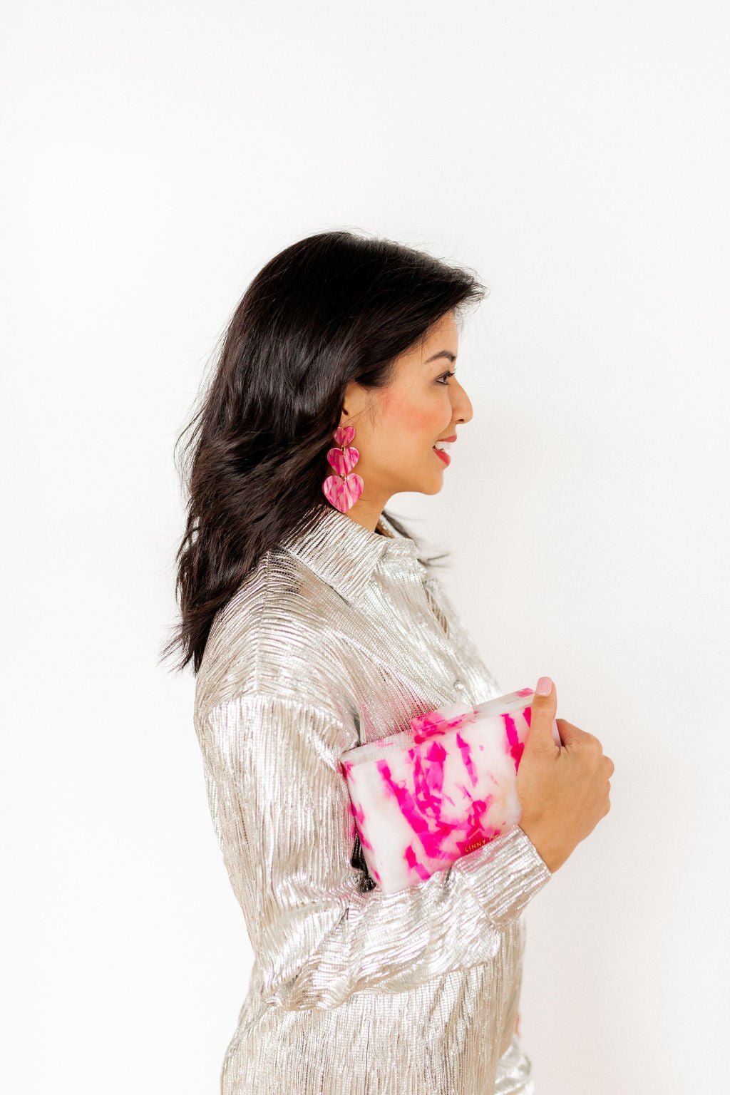 Penny Heart Statement Earrings - Love Struck Pink