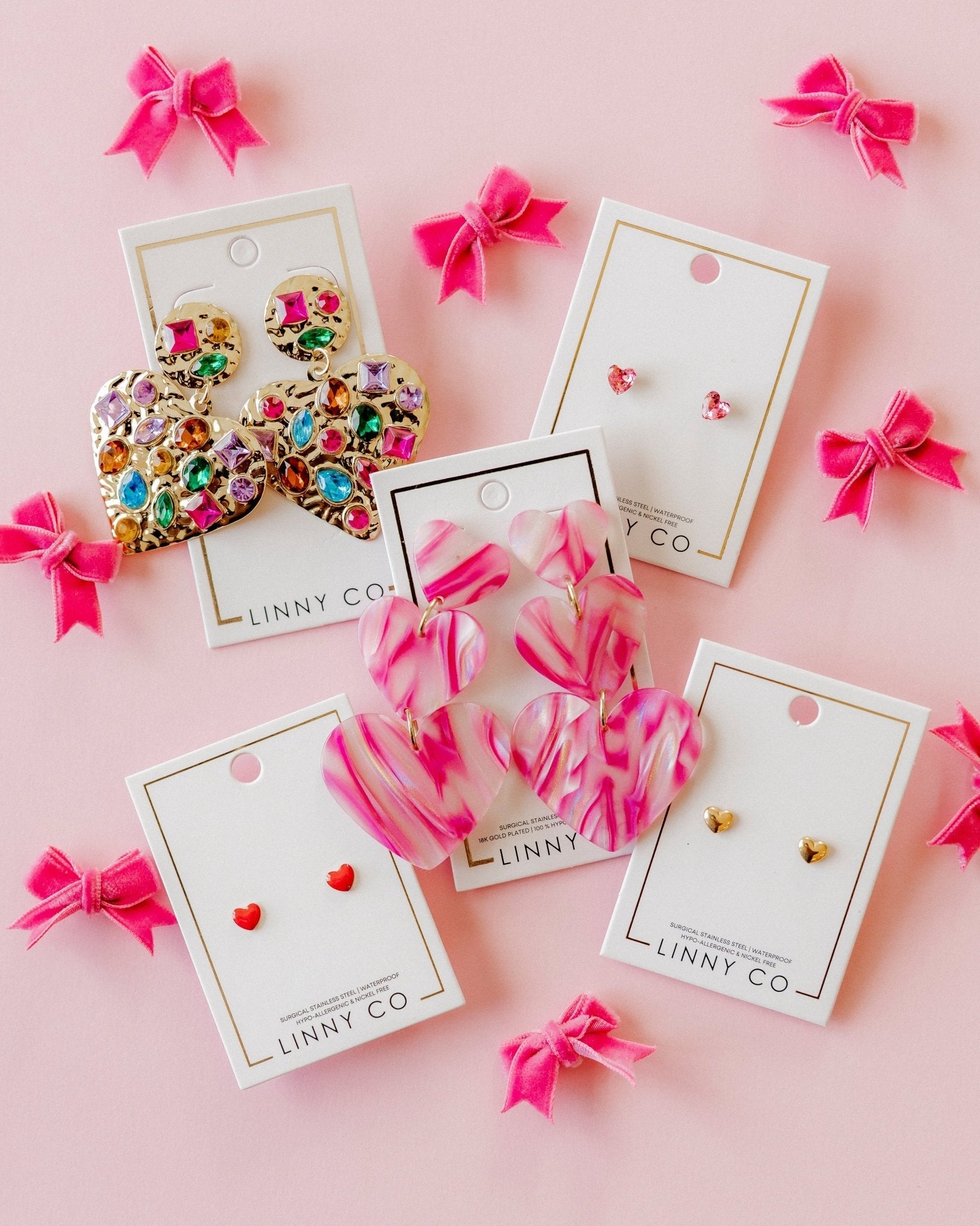Penny Heart Statement Earrings - Love Struck Pink