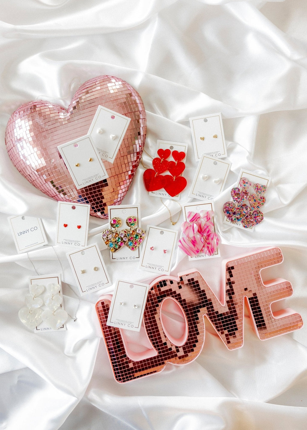 Penny Heart Statement Earrings - Love Struck Pink