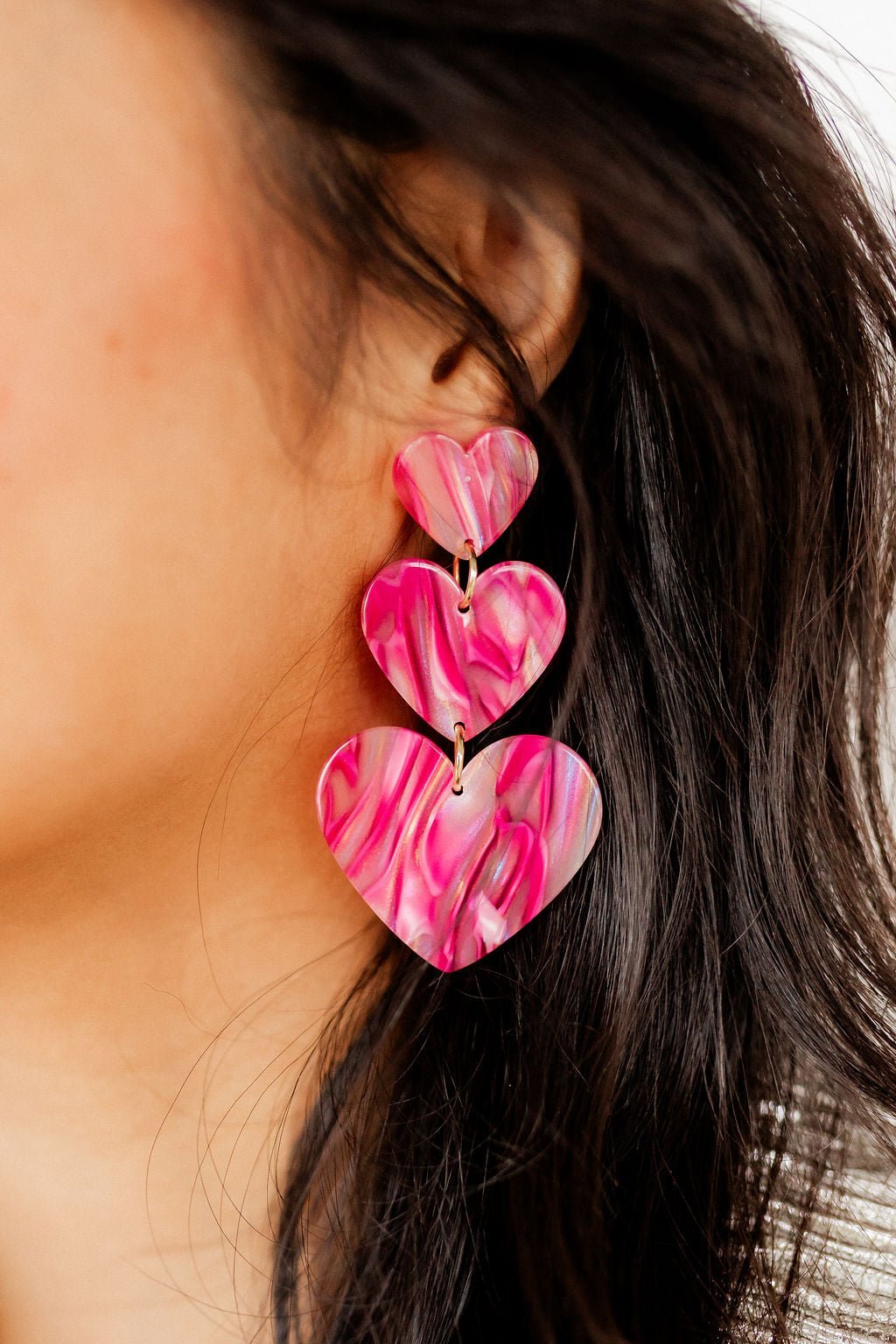 Penny Heart Statement Earrings - Love Struck Pink