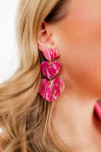 Penny Heart Statement Earrings - Love Struck Pink