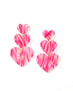 Penny Heart Statement Earrings - Love Struck Pink