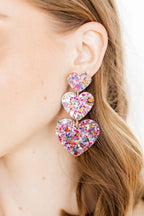 Penny Heart Statement Earrings - Pink Birthday Confetti