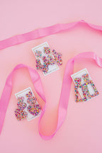 Penny Heart Statement Earrings - Pink Birthday Confetti