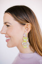 Penny Heart Statement Earrings - Neon Yellow Clouds