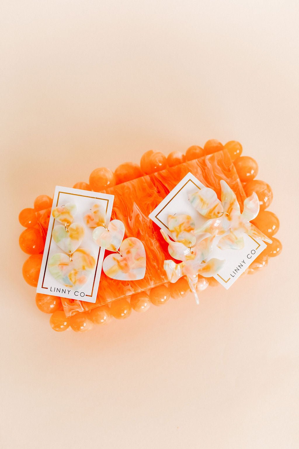 Penny Heart Statement Earrings - Rainbow Sherbert