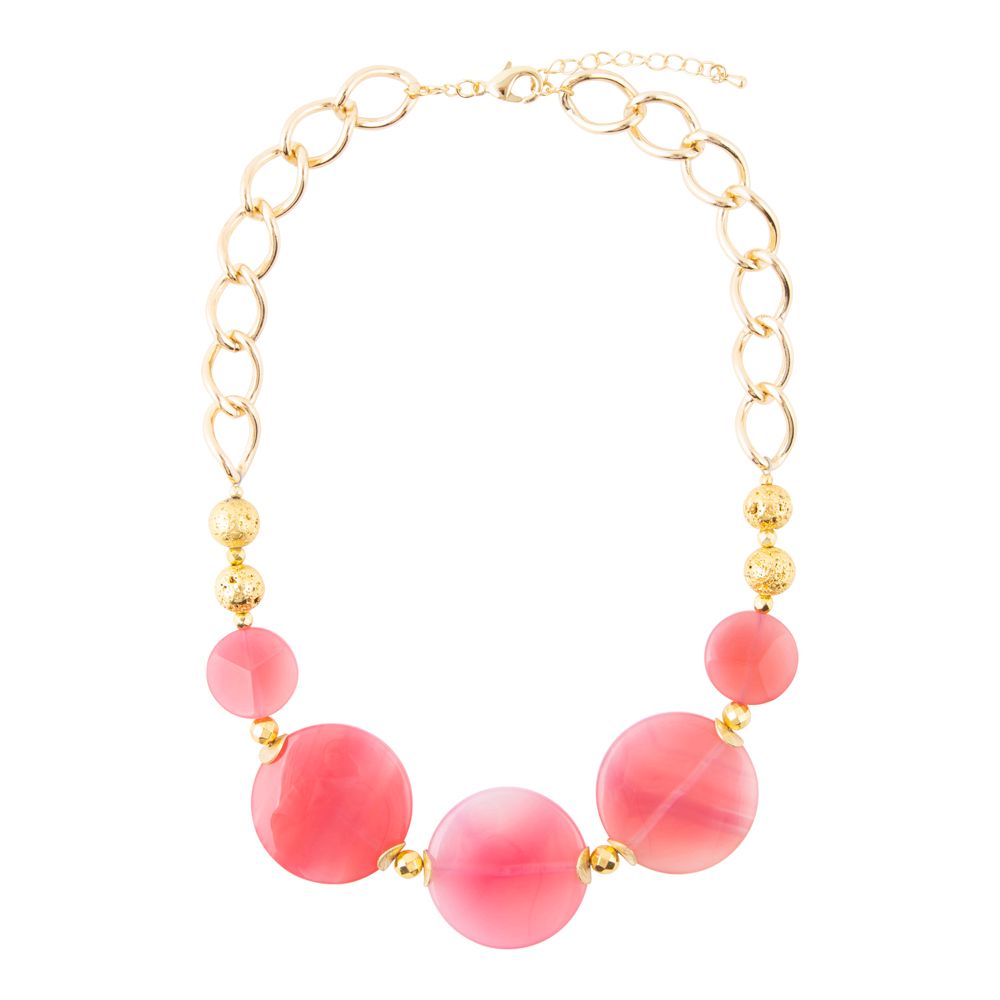 Peony Fuchsia Pink Agate Statement Necklace