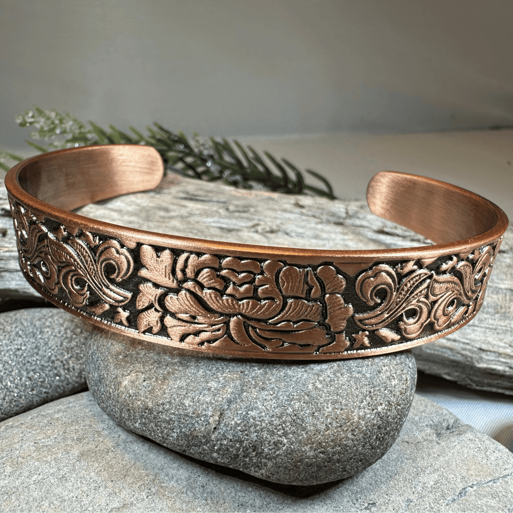 Peony Passion Copper Cuff Bracelet Bracelet La Vie Bien Peony Passion Copper Cuff Bracelet