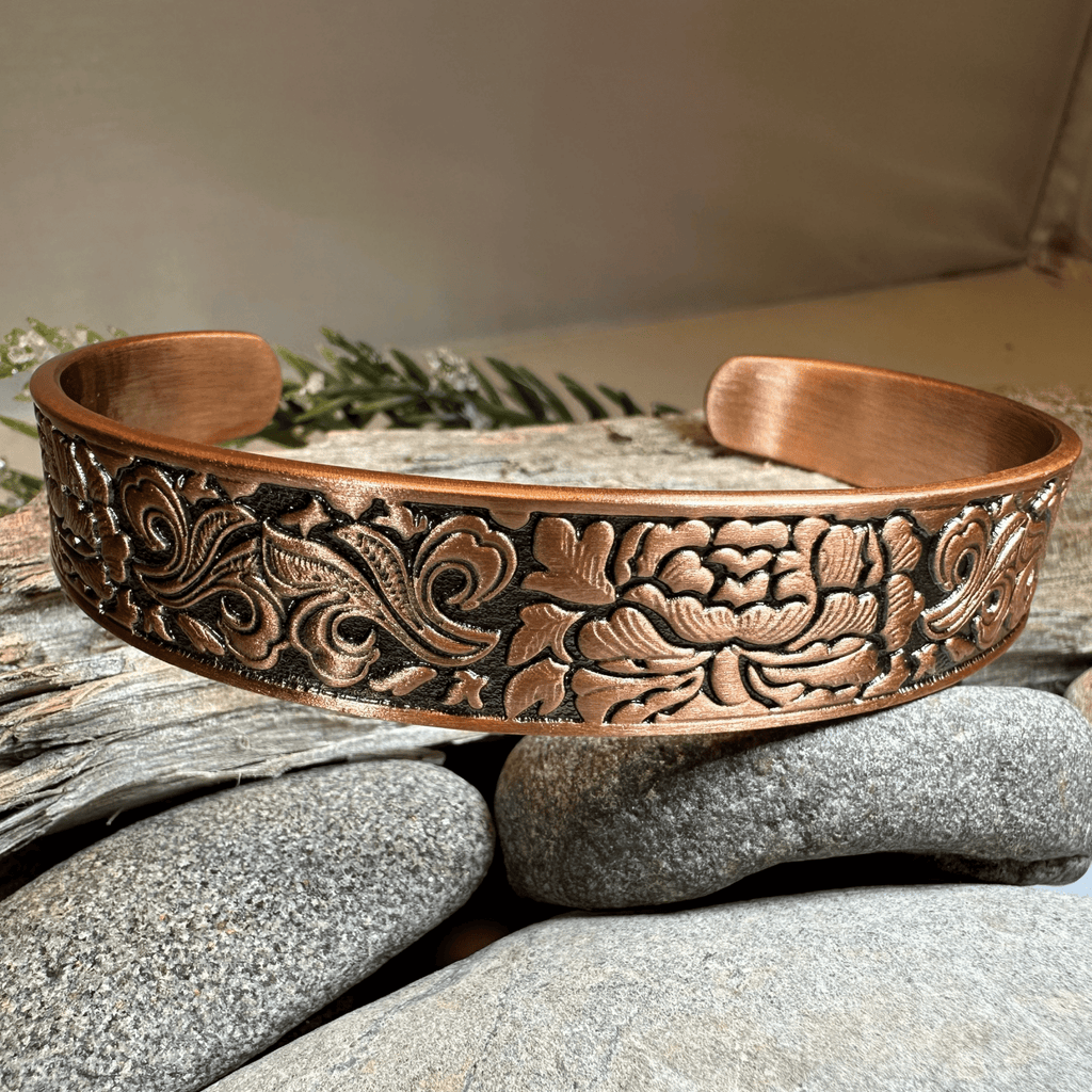 Peony Passion Copper Cuff Bracelet Bracelet La Vie Bien Peony Passion Copper Cuff Bracelet