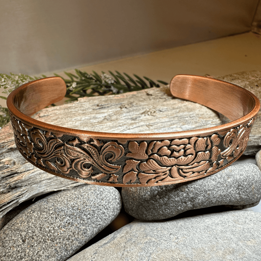 Peony Passion Copper Cuff Bracelet Bracelet La Vie Bien Peony Passion Copper Cuff Bracelet