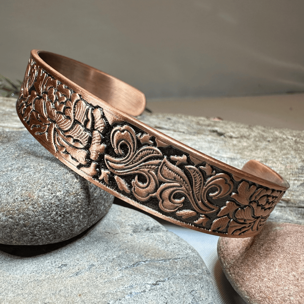Peony Passion Copper Cuff Bracelet Bracelet La Vie Bien Peony Passion Copper Cuff Bracelet