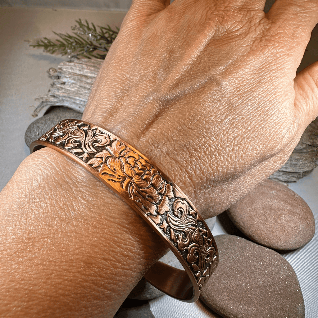 Peony Passion Copper Cuff Bracelet Bracelet La Vie Bien Peony Passion Copper Cuff Bracelet