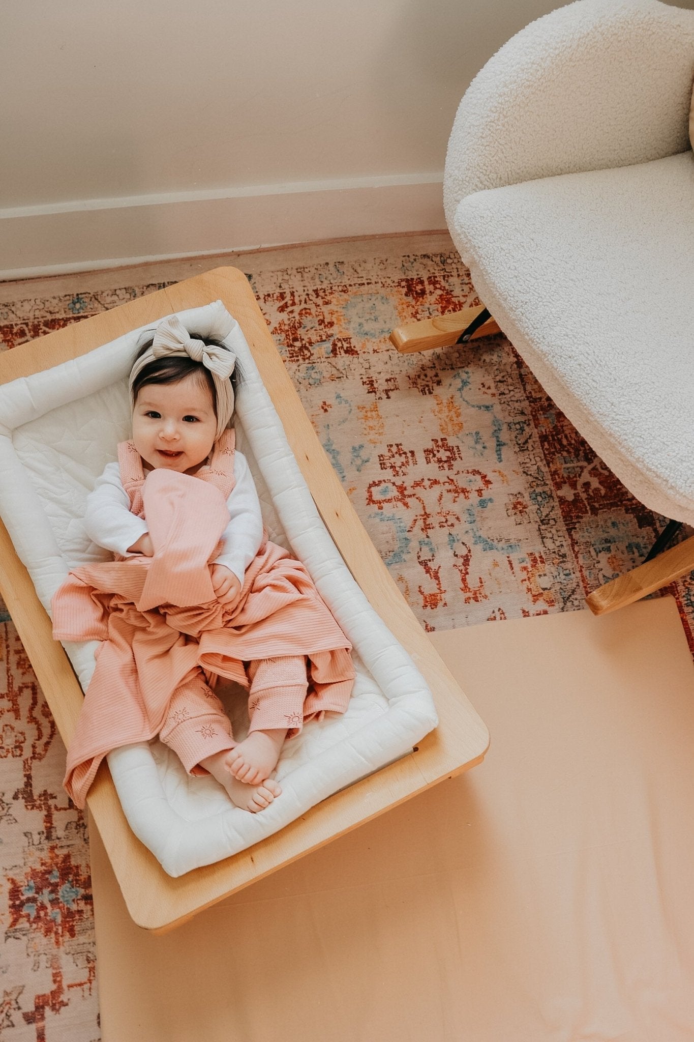 Peony Ribbed Stretch Swaddle La Vie Bien Peony Ribbed Stretch Swaddle